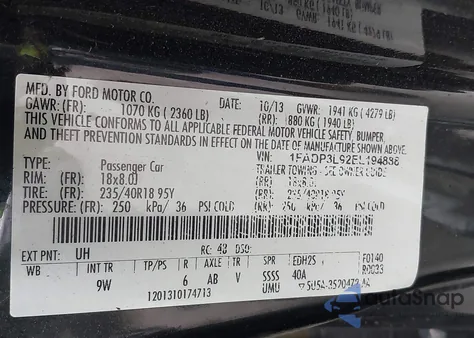 2014 Ford Focus St из США, поврежденный, VIN 1FADP3L92EL194888